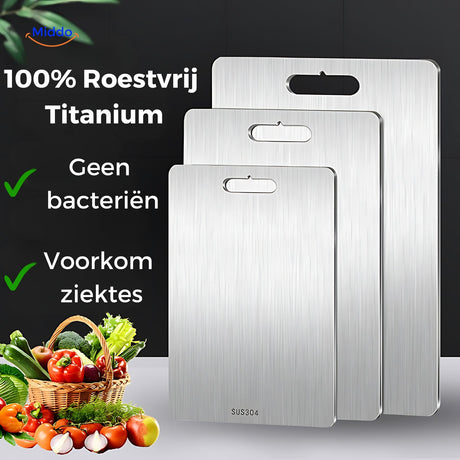 planche à découper en acier inoxydable 100 % titane, sans microplastiques ni bactéries