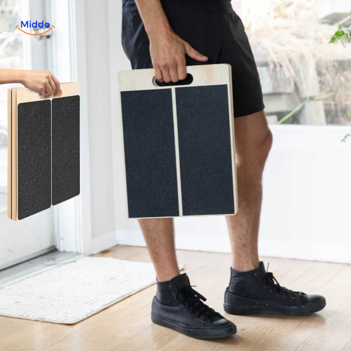 flexiplank portable avec poignée intégrée pour un transport et un rangement faciles