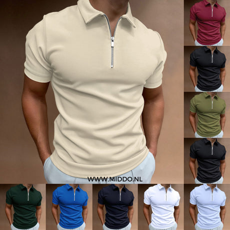 homme en polo avec fermeture éclair décliné en plusieurs coloris pour un confort ultime