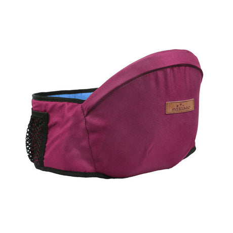 porte-bébé ergonomique rose foncé avec poche en filet aéré sur fond blanc