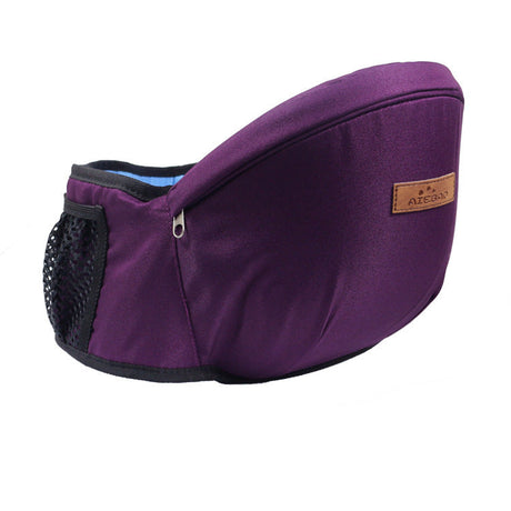 porte-bébé ergonomique violet avec poche en filet aéré sur fond blanc