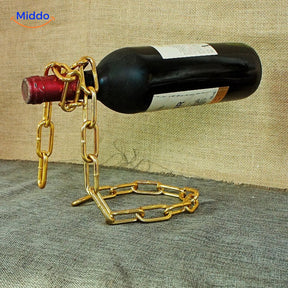 porte-bouteille vin avec chaîne dorée, accent luxueux pour votre décoration