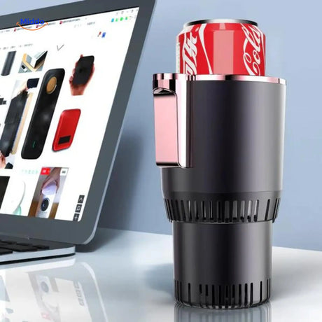 porte-gobelet auto utilisé sur un bureau pour garder une boisson fraîche, idéal pour le travail