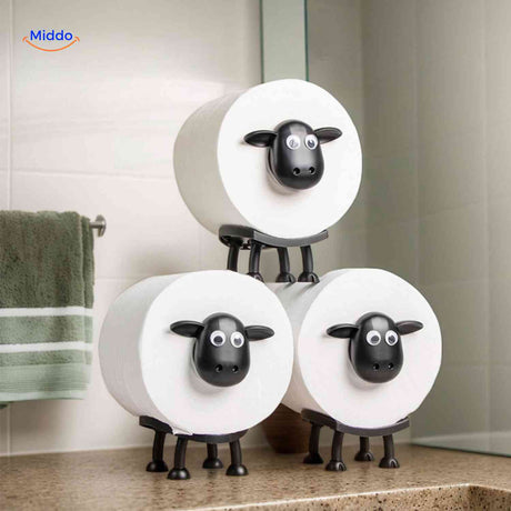 porte-rouleaux wc moutons empilables mignons, rangement ludique pour la salle de bain