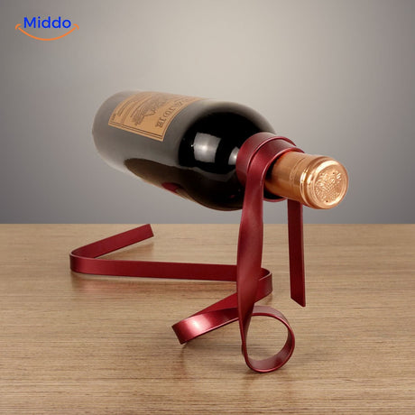 porte-bouteille vin avec ruban rouge en cadre cuisine, décoration intérieure élégante