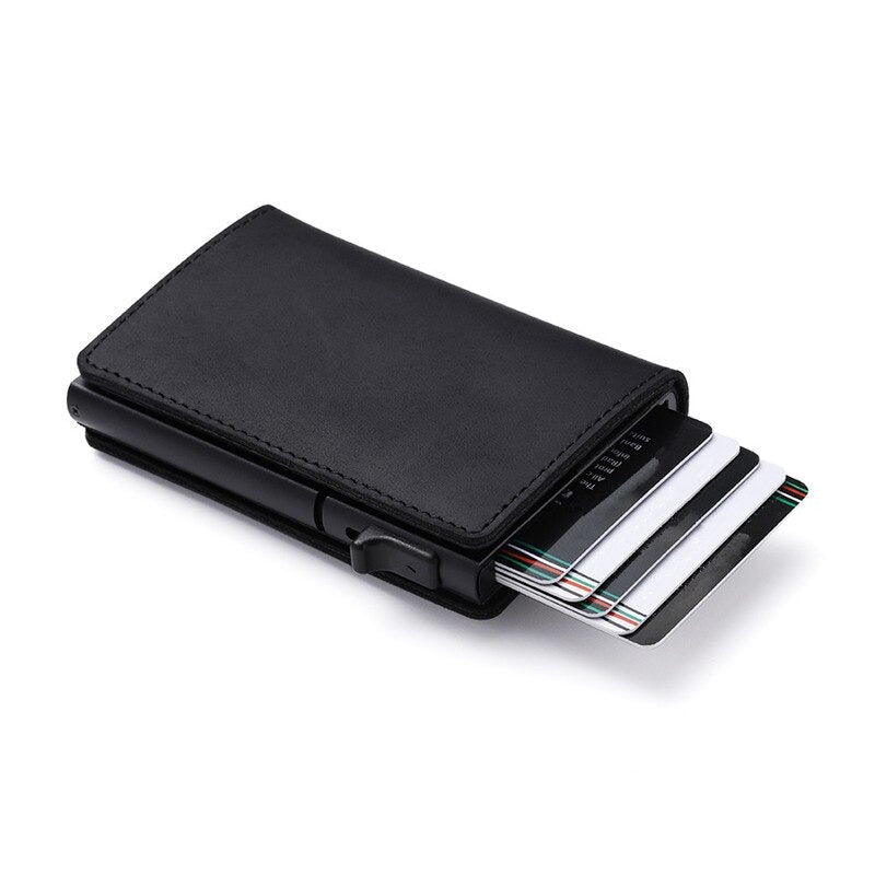 portefeuille airtag noir avec cartes de credit accessibles par le haut