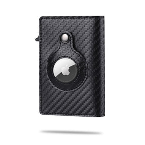 portefeuille intelligent airtag noir slim avec porte-cartes intégré, vue de face