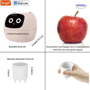 dimensions et guide des tailles du pot de fleurs intelligent happy ivy