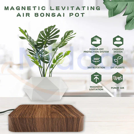 pot de plante flottant avec description des fonctions, rotation 360 degrés sur base magnetique