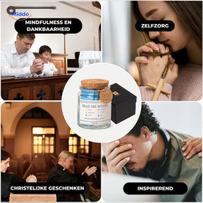 pot de prière avec versets bibliques et couvercle en liège, idée cadeau spirituel