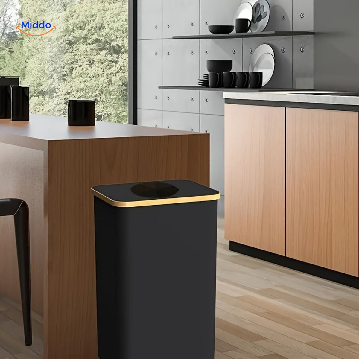 set de poubelles ecobin style dans un intérieur de cuisine moderne