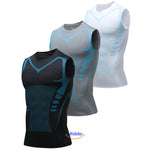 powervest gilet de compression présenté en trois coloris bleu différents