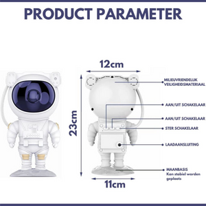 dimensions et taille du projecteur galaxie astronaute avec vue des mesures exactes