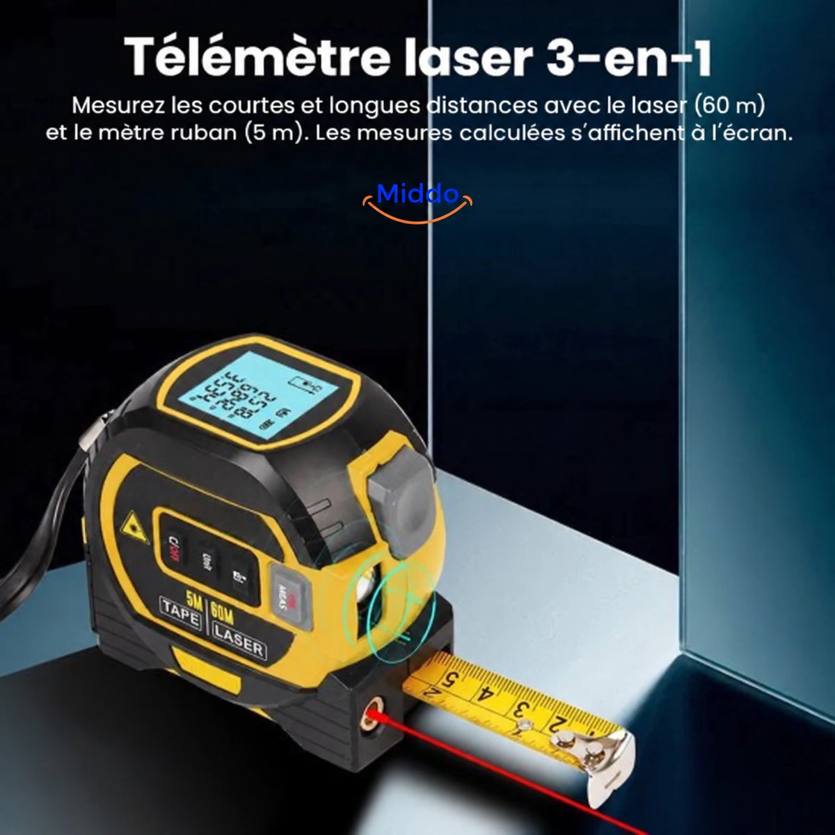Télémètre laser ProMeasure 3-en-1 avec portée de 60 m