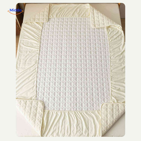 protège-matelas avec coins couvrants élastiques enveloppant totalement les angles du matelas