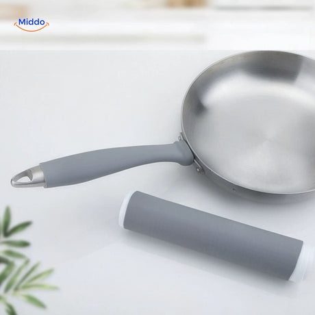 protège-poignée de casserole en silicone gris antidérapant, résistant à la chaleur