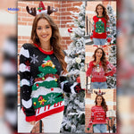 pull de noël rouge avec design renne brodé, coupe confortable pour les célébrations