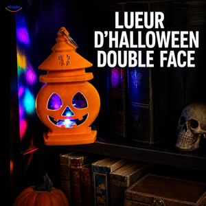 PumpkinGlow™ lanterne citrouille Château double face avec lueur multicolore