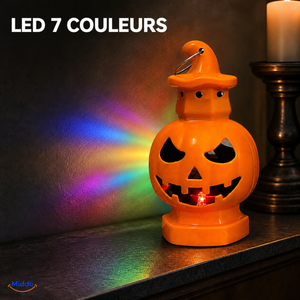 PumpkinGlow™ lanterne citrouille d’Halloween Chapeau de sorcière à LED 7 couleurs