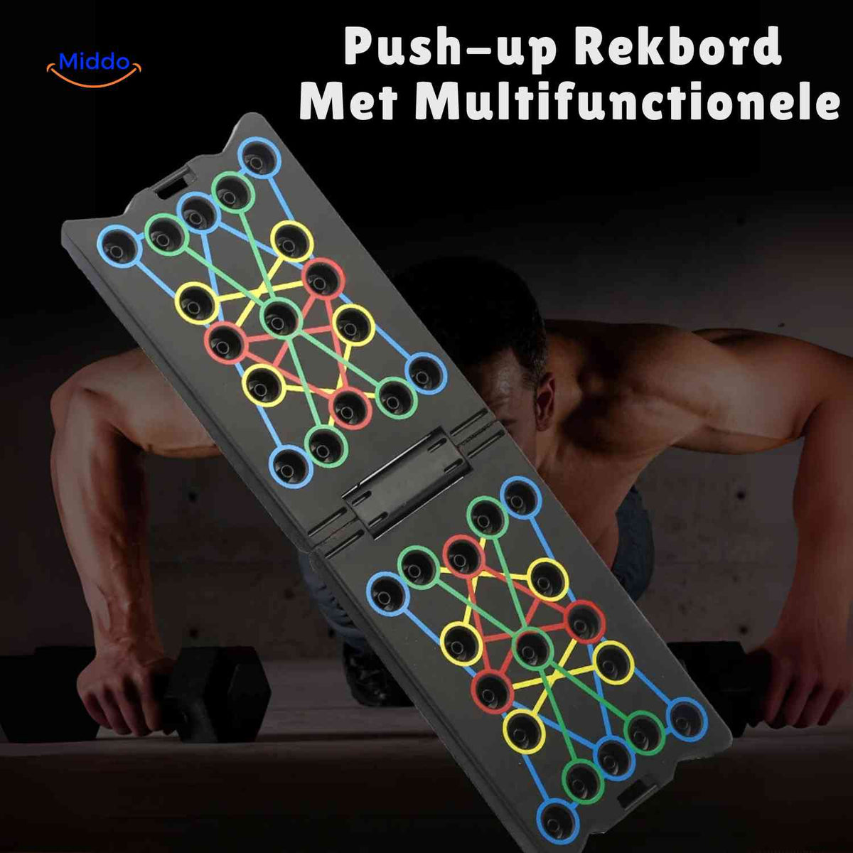 push-up board multifonctionnel, gros plan sur le plateau d'entraînement coloré