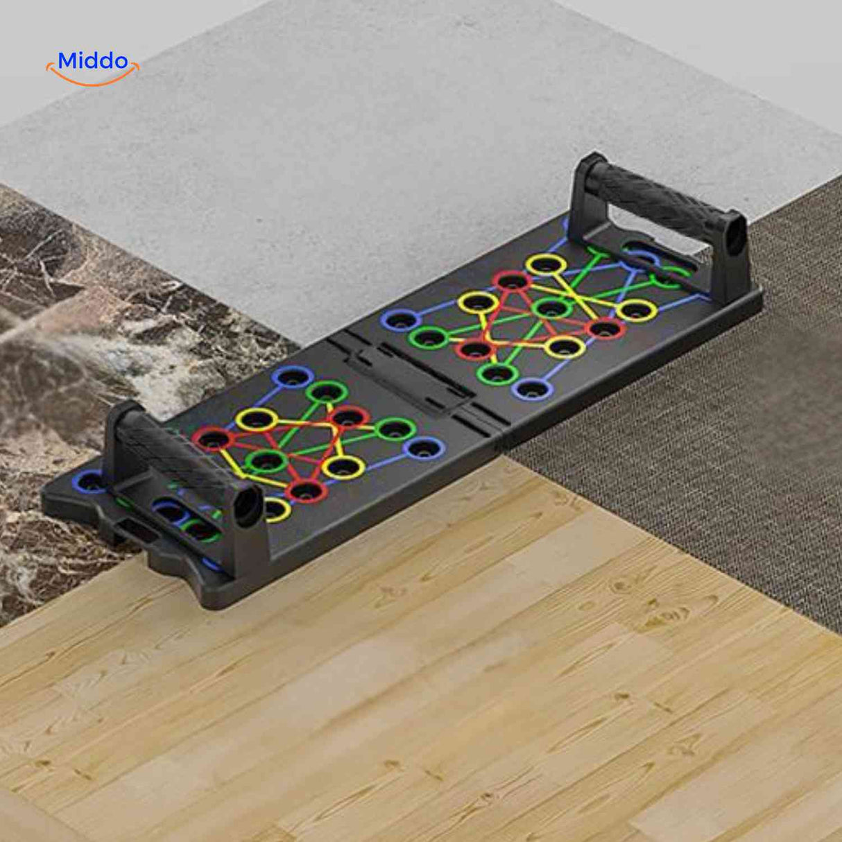 push-up board utilisable sur quatre types de surfaces différentes