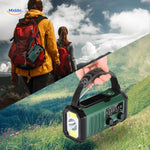 radio d'urgence avec manivelle manuelle et port USB pour recharge sans electricite