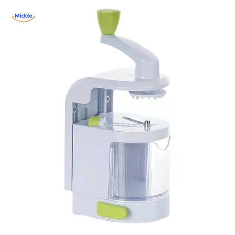 râpe à spirale 4 en 1 pour légumes, coloris blanc et vert, vue produit