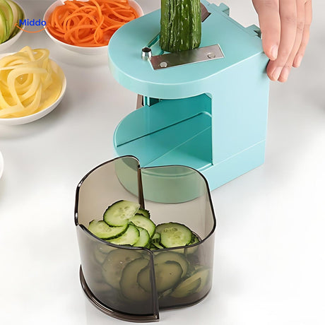 râpe à spirale polyvalente avec 4 fonctions distinctes pour légumes et salades