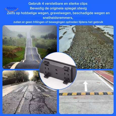 rétroviseur panoramique avec clips réglables anti-vibration pour routes cahoteuses