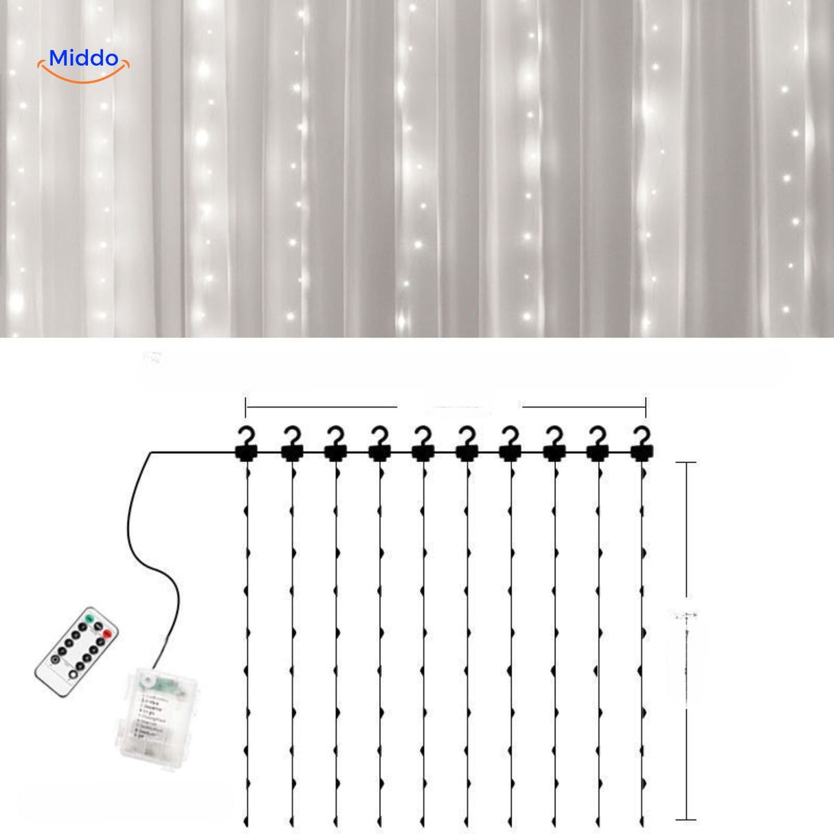 rideau led créant une ambiance lumineuse chaleureuse dans une pièce décorée