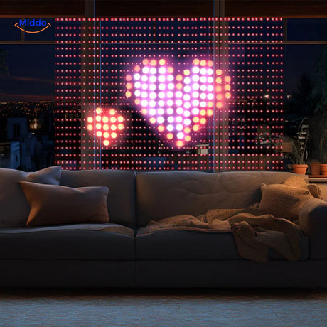 rideau led formant un coeur lumineux pour décorer lors de fêtes ou occasions spéciales