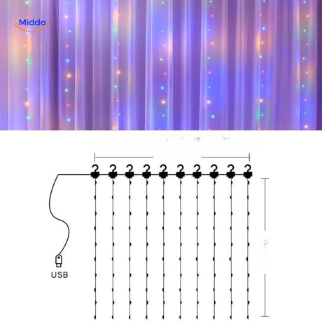 rideau led avec effets lumineux en forme d'étoiles pour décorer votre intérieur