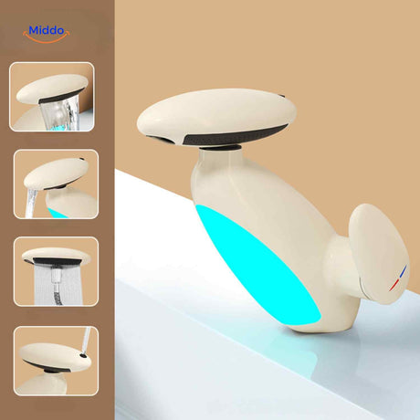 robinet extensible coloris beige moderne et économe en eau pour salle de bain