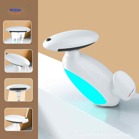 robinet extensible coloris blanc moderne et économe en eau pour salle de bain
