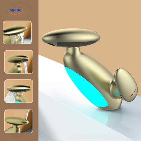 robinet extensible coloris doré moderne et économe en eau pour salle de bain