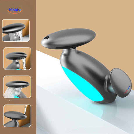 robinet extensible coloris gris foncé moderne et économe en eau pour salle de bain