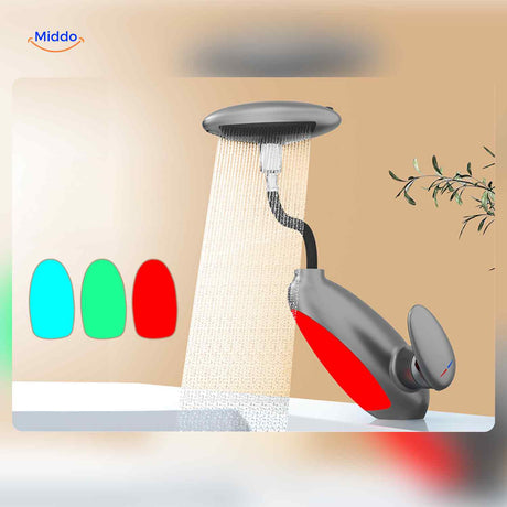 robinet extensible avec douche à main et éclairage LED rouge, vert et bleu