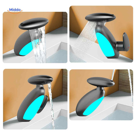 robinet extensible noir mat multifonction et économe en eau, vue détail