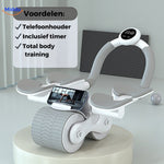 roue abdominale pro coloris gris avec support téléphone et minuterie inclus