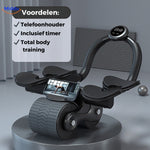 roue abdominale pro coloris noir avec support téléphone et minuterie inclus