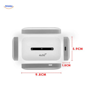 router 4g hotspot avec dimensions indiquees pour illustrer sa portabilite et son format poche