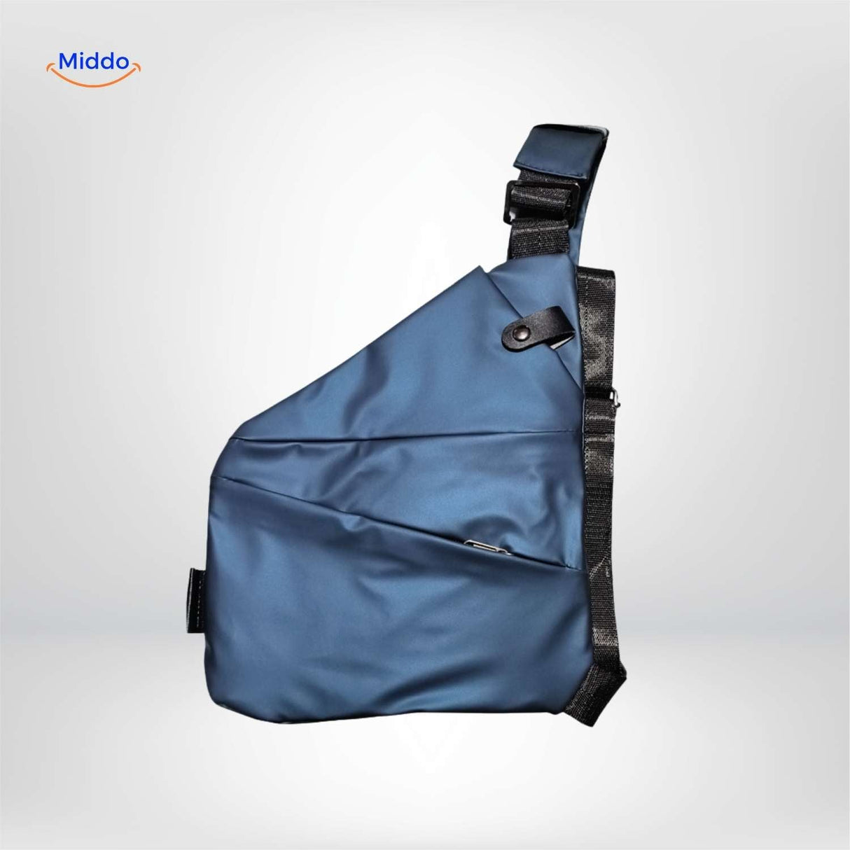 sac bandouliere bleu fonce unisexe vue de cote sac de poitrine reglable