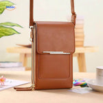 sac bandoulière à écran tactile coloris marron, compact et durable