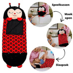 sac de couchage peluche coccinelle completement deplie, face visible