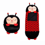 sac de couchage peluche motif coccinelle rouge et noir pour enfants