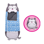 sac de couchage peluche motif husky pour enfants sur fond blanc