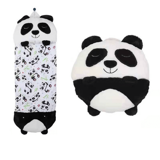 sac de couchage peluche motif panda noir et blanc pour enfants
