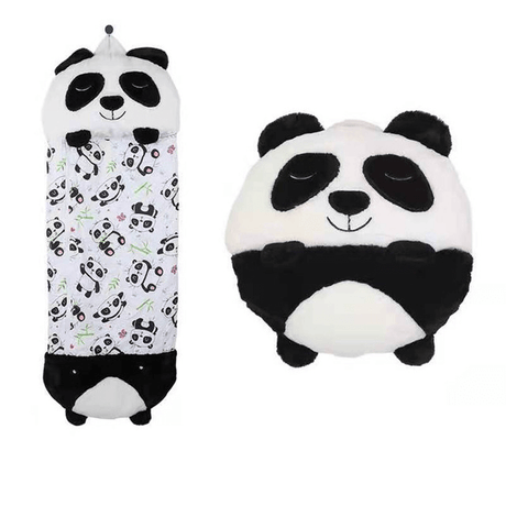 sac de couchage peluche motif panda noir et blanc pour enfants