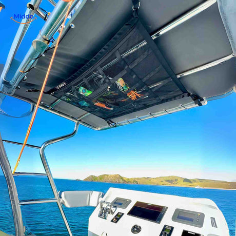 sac filet de rangement pour bateau, solution pratique pour accessoires de pêche