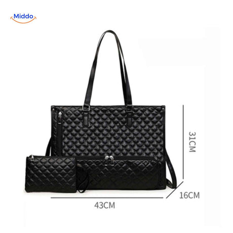 sac isotherme noir avec dimensions 43x31x16 cm et étui accessoire inclus pour le bureau